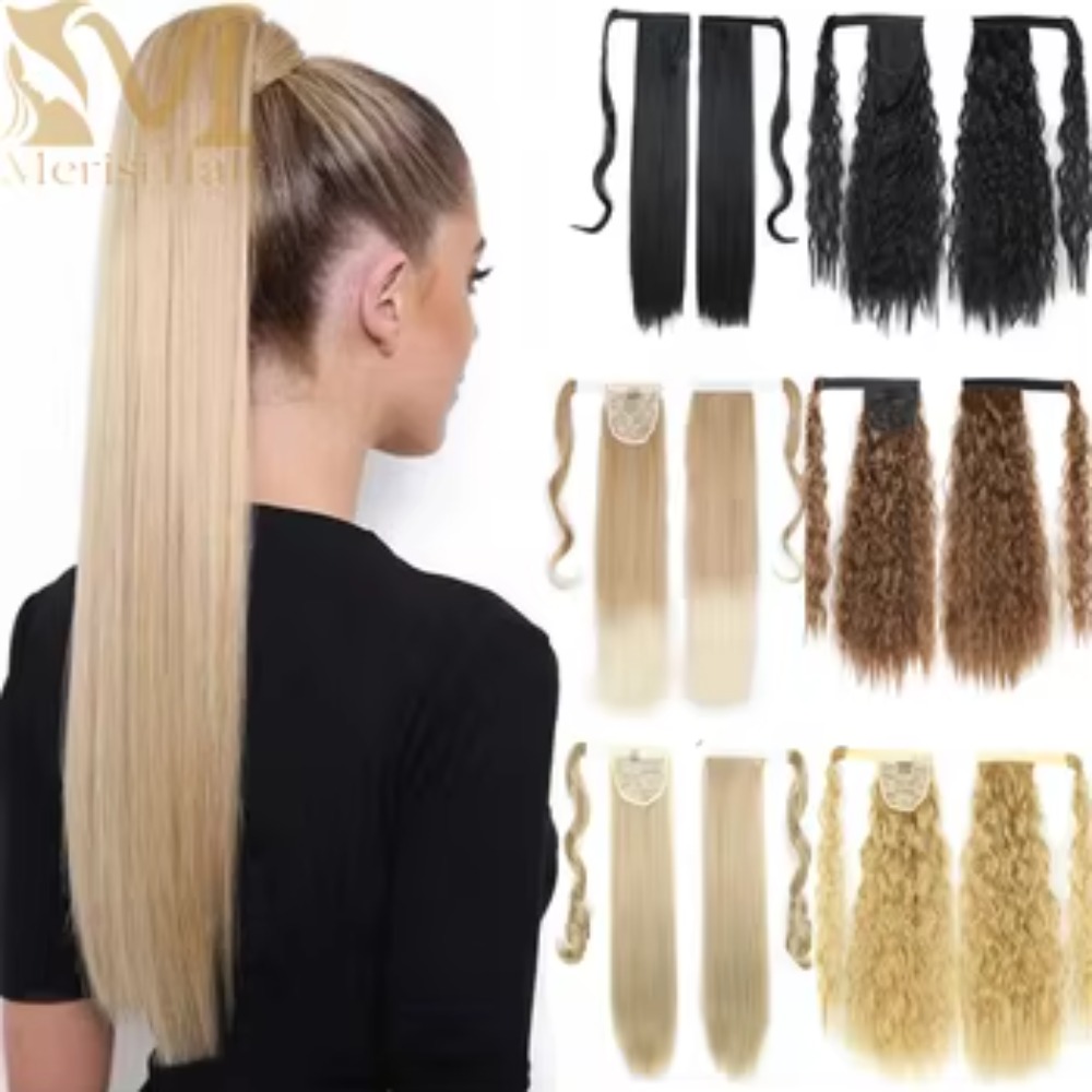 MERISIHAIR Synthetic Wrap Around Ponytail Extension | Long & Heat-Resistant